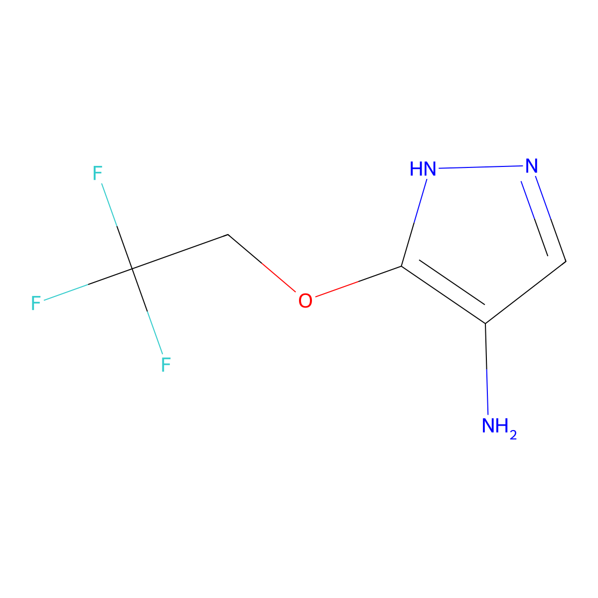 3-(2,2,2-trifluoroethoxy)-1H-pyrazol-4-amine molecular structure, CAS 2287312-31-4