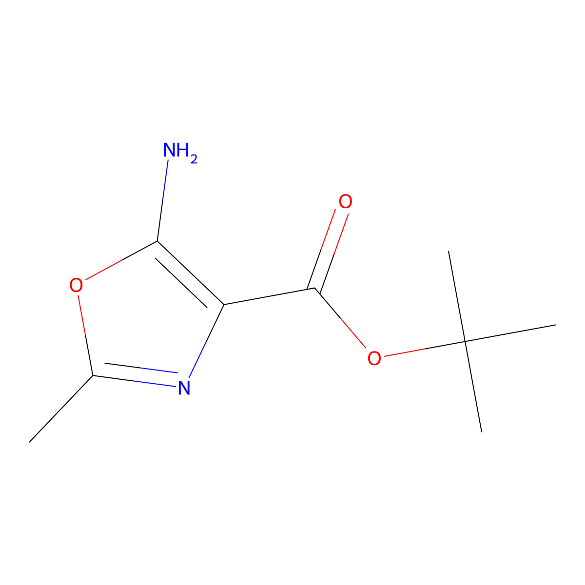Tert-butyl 5-amino-2-methyl-1,3-oxazole-4-carboxylate molecular structure, CAS 2287312-37-0