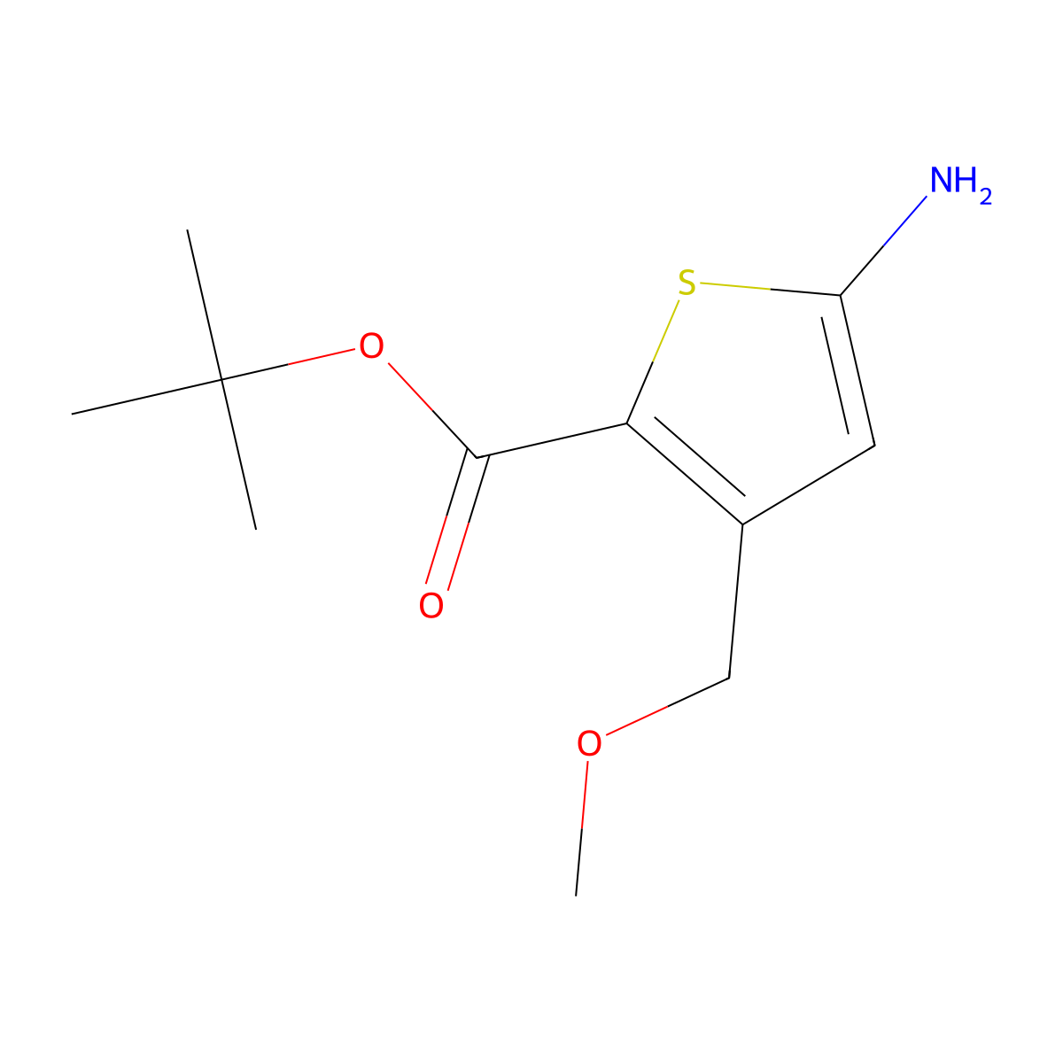 Tert-butyl 5-amino-3-(methoxymethyl)thiophene-2-carboxylate molecular structure, CAS 2287312-45-0
