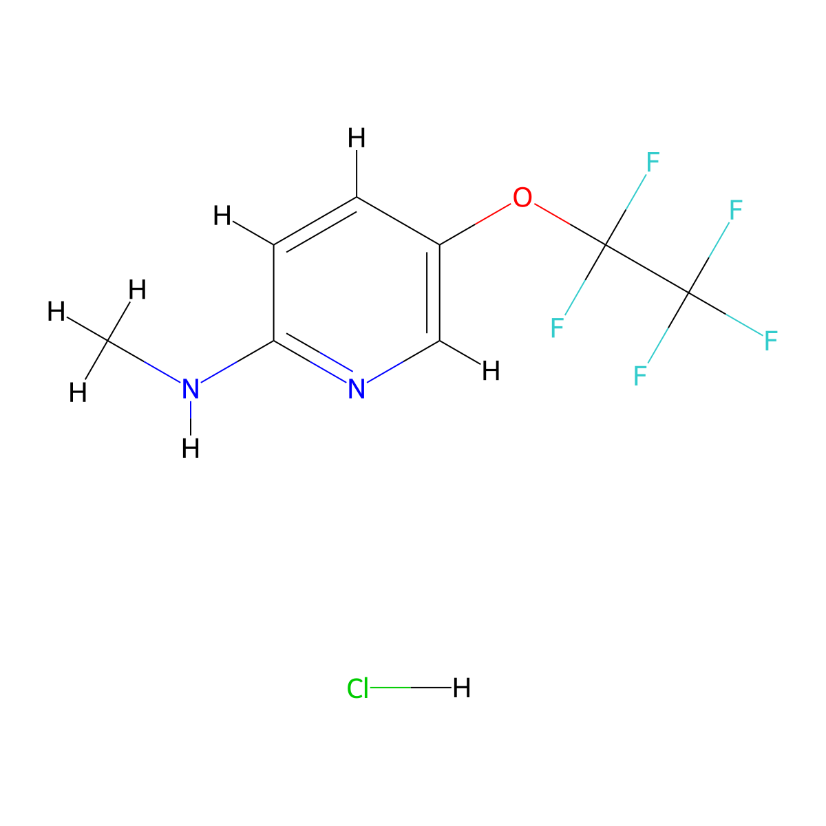N-methyl-5-(pentafluoroethoxy)pyridin-2-amine hydrochloride molecular structure, CAS 2287312-64-3