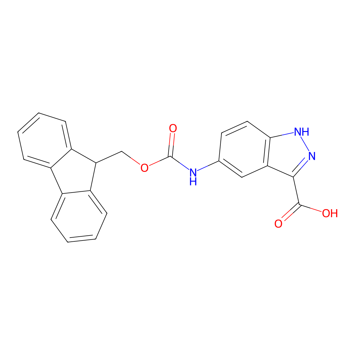 5-({[(9H-fluoren-9-yl)methoxy]carbonyl}amino)-1H-indazole-3-carboxylic acid molecular structure, CAS 2287312-65-4