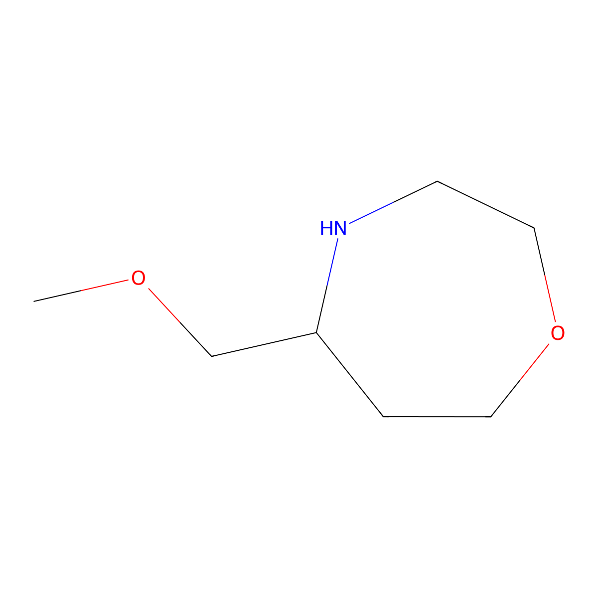 5-(Methoxymethyl)-1,4-oxazepane molecular structure, CAS 2287312-71-2