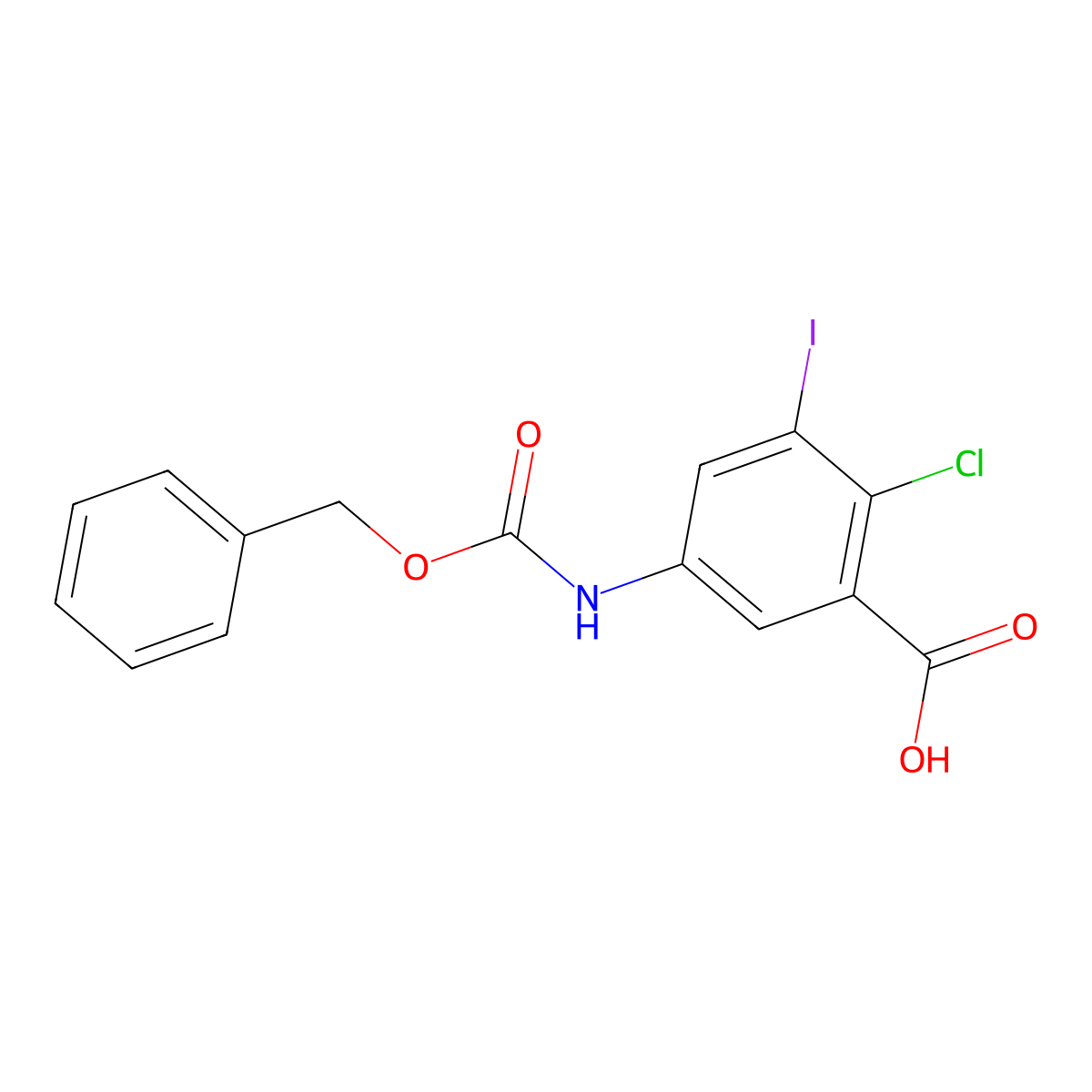 5-{[(Benzyloxy)carbonyl]amino}-2-chloro-3-iodobenzoic acid molecular structure, CAS 2287312-93-8