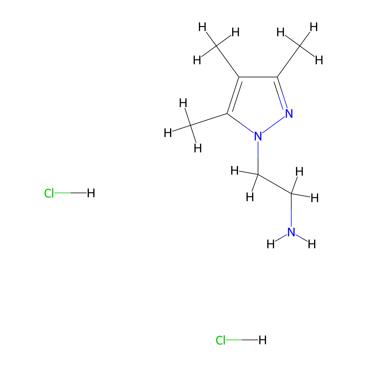 2-(trimethyl-1H-pyrazol-1-yl)ethan-1-amine dihydrochloride molecular structure, CAS 2287312-97-2