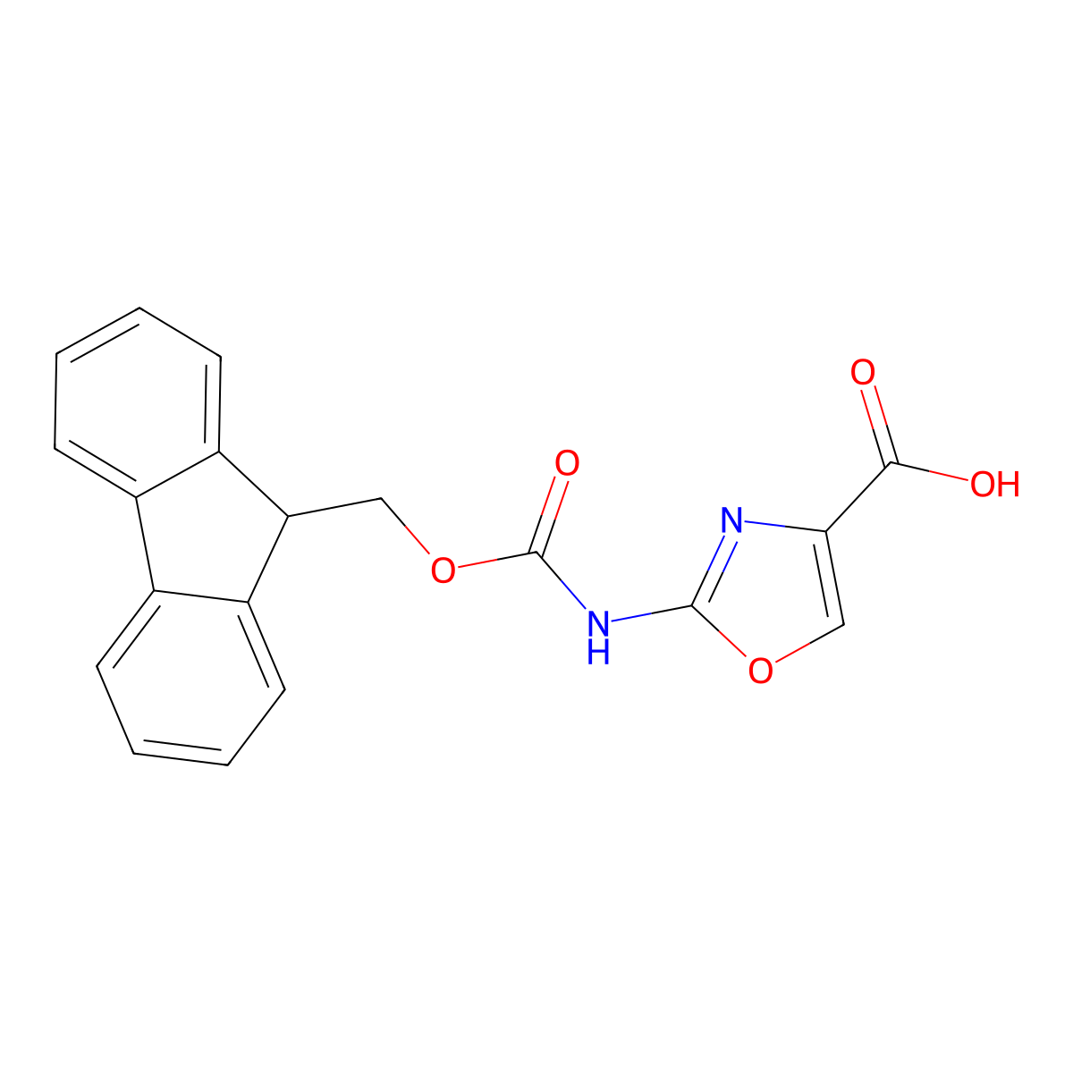 2-({[(9H-fluoren-9-yl)methoxy]carbonyl}amino)-1,3-oxazole-4-carboxylic acid molecular structure, CAS 2287312-98-3