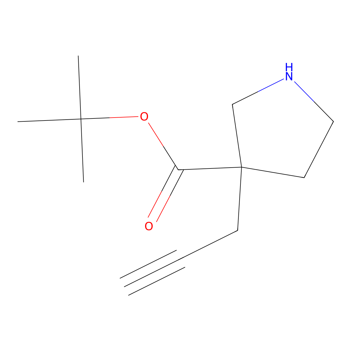 Tert-butyl 3-(prop-2-yn-1-yl)pyrrolidine-3-carboxylate molecular structure, CAS 2287312-99-4