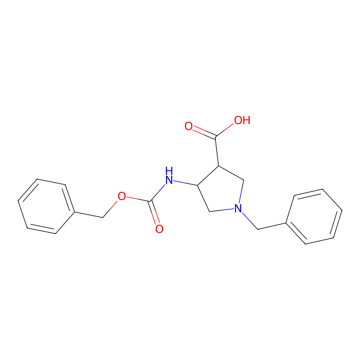 1-Benzyl-4-{[(benzyloxy)carbonyl]amino}pyrrolidine-3-carboxylic acid molecular structure, CAS 2287313-00-0