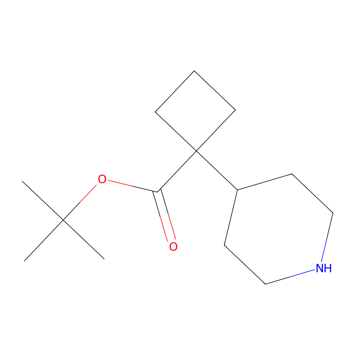 Tert-butyl 1-(piperidin-4-yl)cyclobutane-1-carboxylate molecular structure, CAS 2287313-07-7