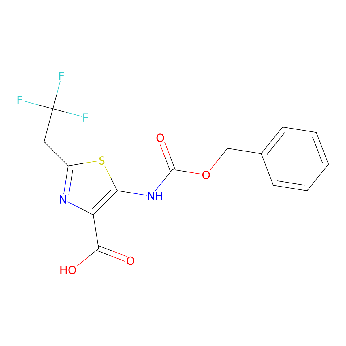5-{[(Benzyloxy)carbonyl]amino}-2-(2,2,2-trifluoroethyl)-1,3-thiazole-4-carboxylic acid molecular structure, CAS 2287313-08-8