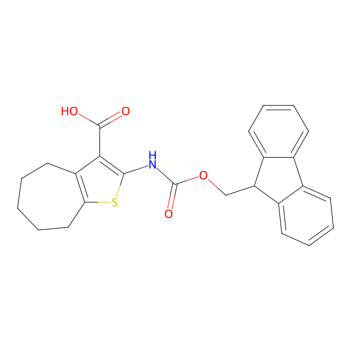 2-({[(9H-fluoren-9-yl)methoxy]carbonyl}amino)-4H,5H,6H,7H,8H-cyclohepta[b]thiophene-3-carboxylic acid molecular structure, CAS 2287313-12-4
