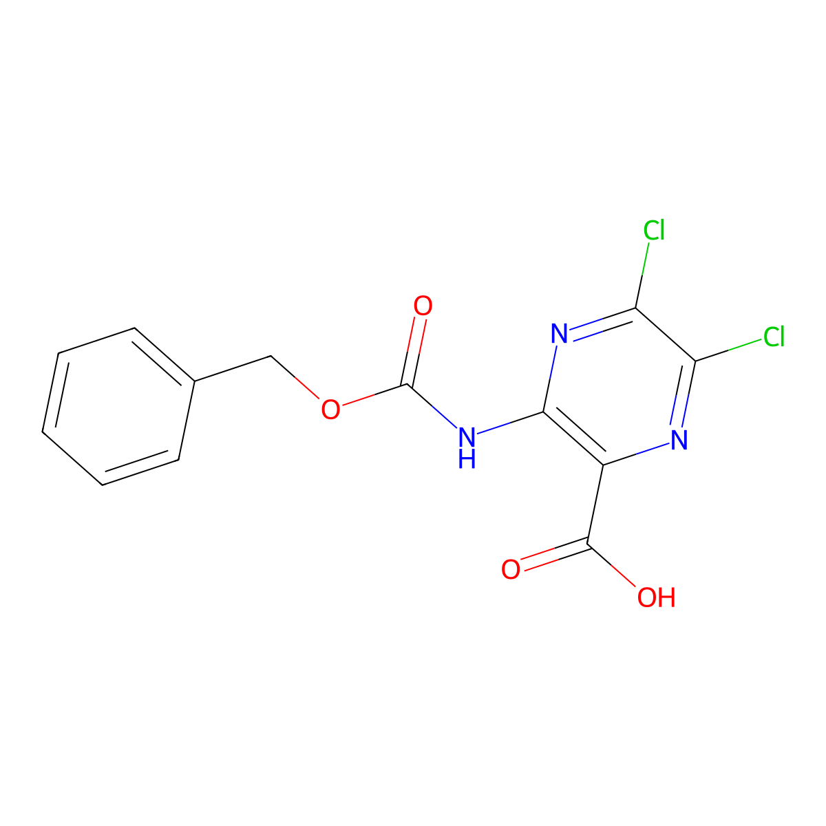 3-{[(Benzyloxy)carbonyl]amino}-5,6-dichloropyrazine-2-carboxylic acid molecular structure, CAS 2287313-14-6