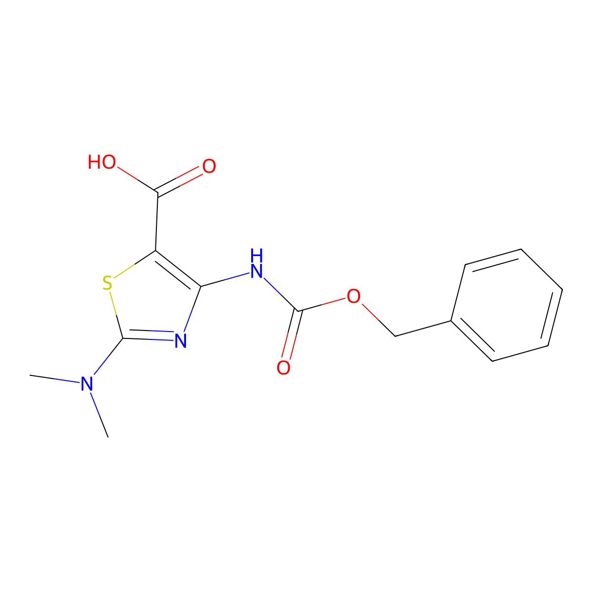 4-{[(Benzyloxy)carbonyl]amino}-2-(dimethylamino)-1,3-thiazole-5-carboxylic acid molecular structure, CAS 2287313-18-0