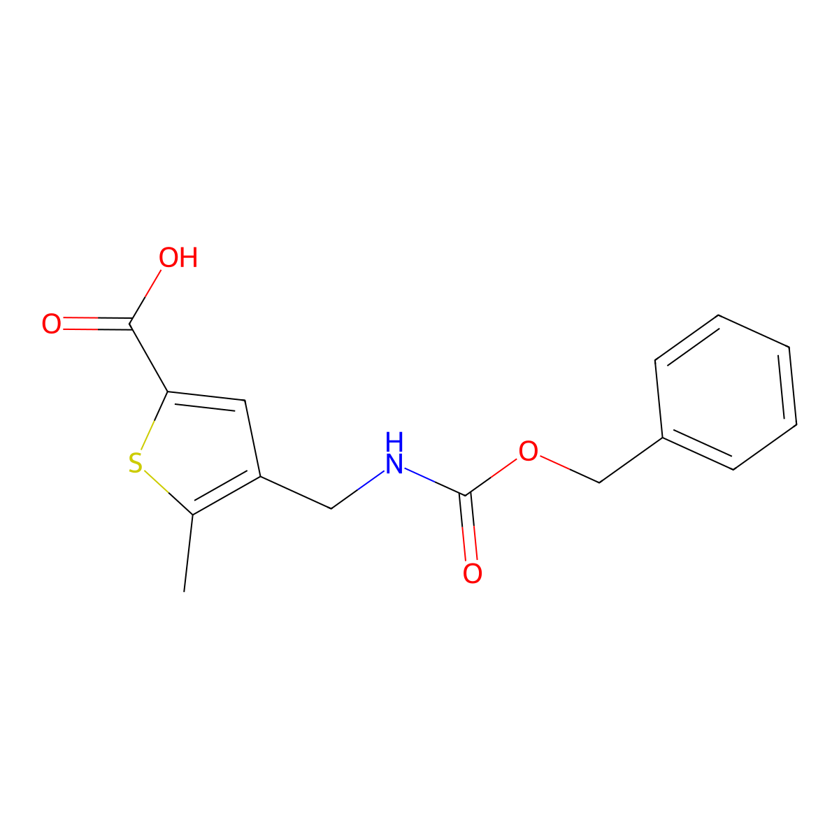 4-({[(Benzyloxy)carbonyl]amino}methyl)-5-methylthiophene-2-carboxylic acid molecular structure, CAS 2287313-26-0