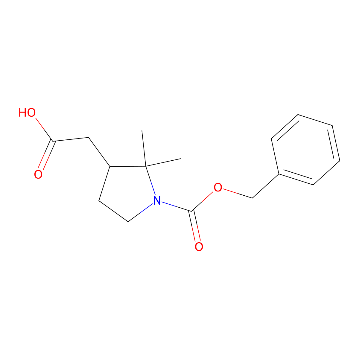 2-{1-[(Benzyloxy)carbonyl]-2,2-dimethylpyrrolidin-3-yl}acetic acid molecular structure, CAS 2287313-27-1