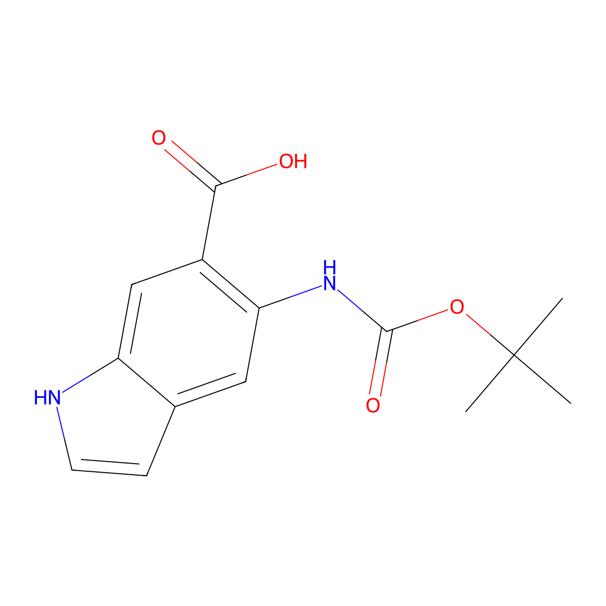 5-{[(tert-butoxy)carbonyl]amino}-1H-indole-6-carboxylic acid molecular structure, CAS 2287313-28-2