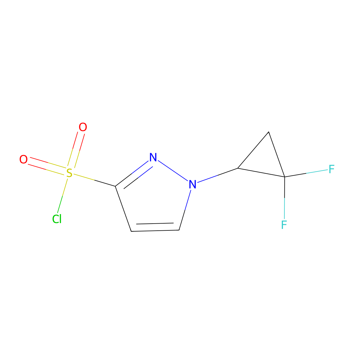 1-(2,2-difluorocyclopropyl)-1H-pyrazole-3-sulfonyl chloride molecular structure, CAS 2287313-36-2