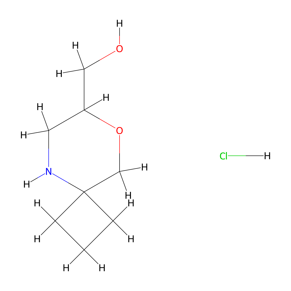 (8-Oxa-5-azaspiro(3.5)nonan-7-yl)methanol hydrochloride molecular structure, CAS 2287313-40-8