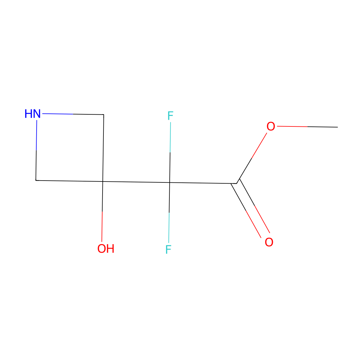 Methyl 2,2-difluoro-2-(3-hydroxyazetidin-3-yl)acetate molecular structure, CAS 2287313-52-2