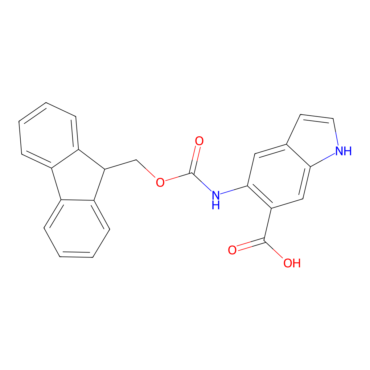 5-({[(9H-fluoren-9-yl)methoxy]carbonyl}amino)-1H-indole-6-carboxylic acid molecular structure, CAS 2287313-58-8