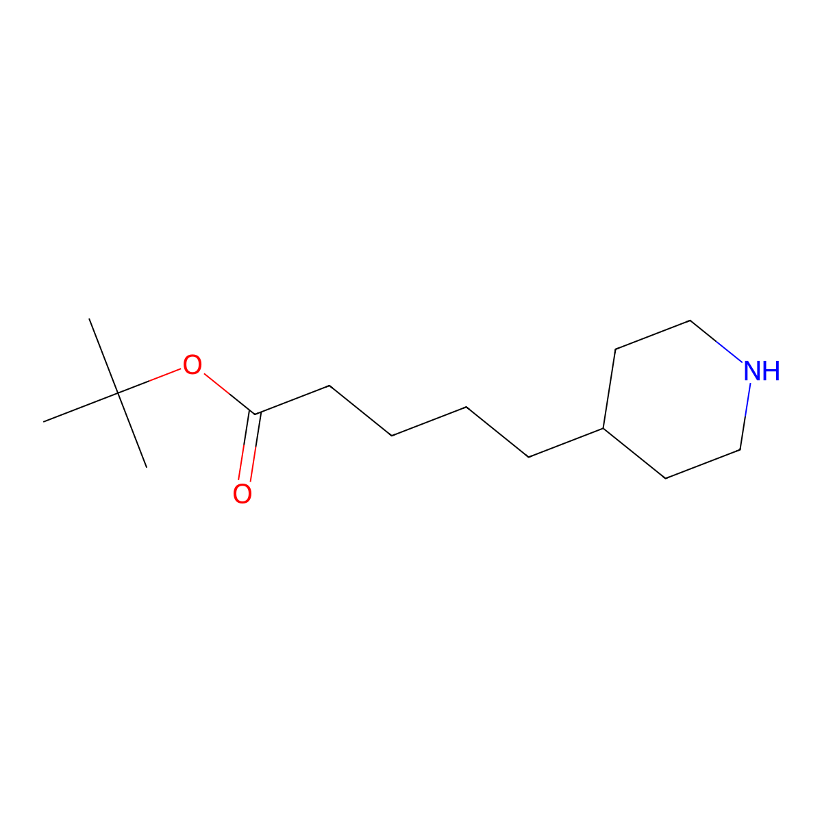 Tert-butyl 5-(piperidin-4-yl)pentanoate molecular structure, CAS 2287313-70-4
