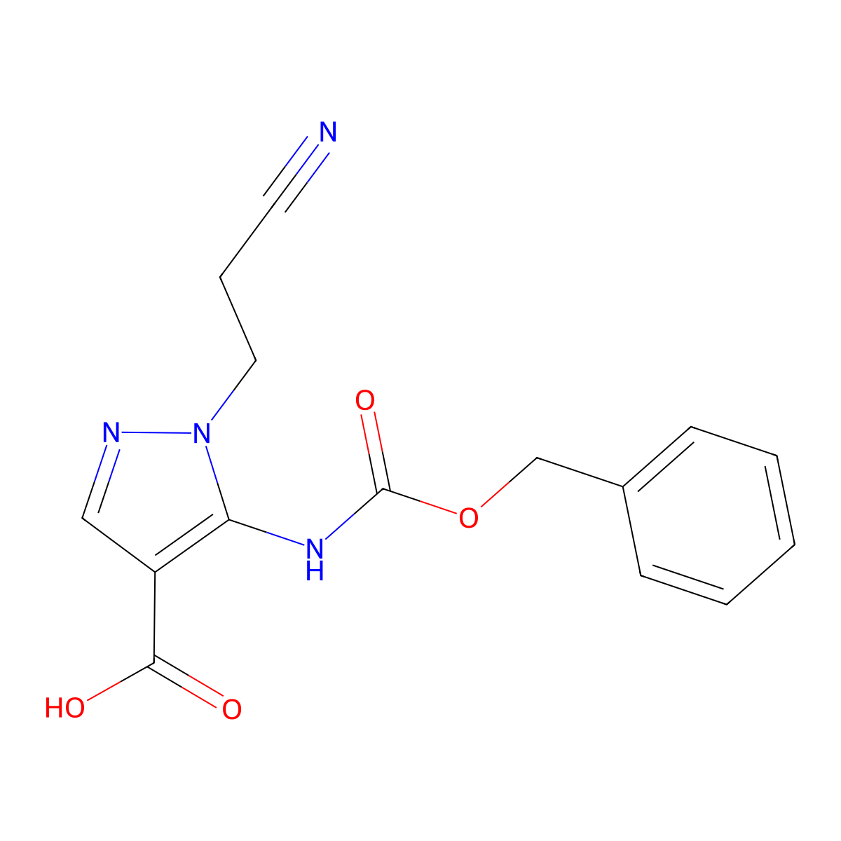 5-{[(benzyloxy)carbonyl]amino}-1-(2-cyanoethyl)-1H-pyrazole-4-carboxylic acid molecular structure, CAS 2287313-76-0