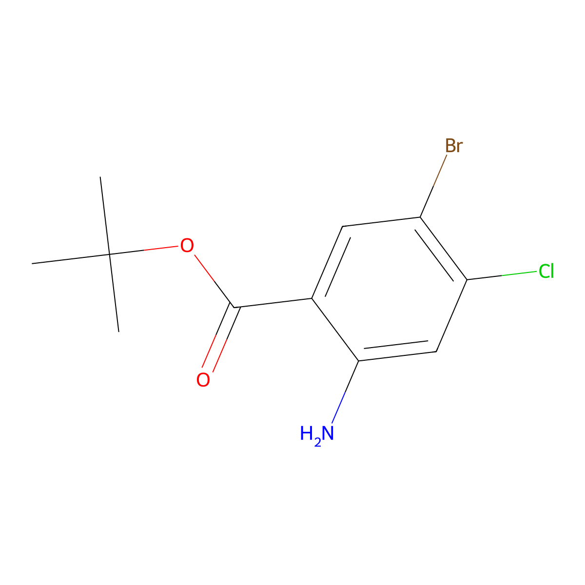 Tert-butyl 2-amino-5-bromo-4-chlorobenzoate molecular structure, CAS 2287313-78-2