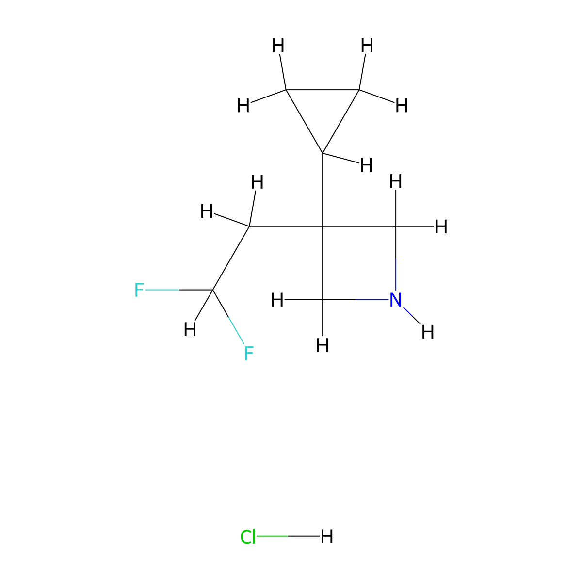3-Cyclopropyl-3-(2,2-difluoroethyl)azetidine hydrochloride molecular structure, CAS 2287314-10-5