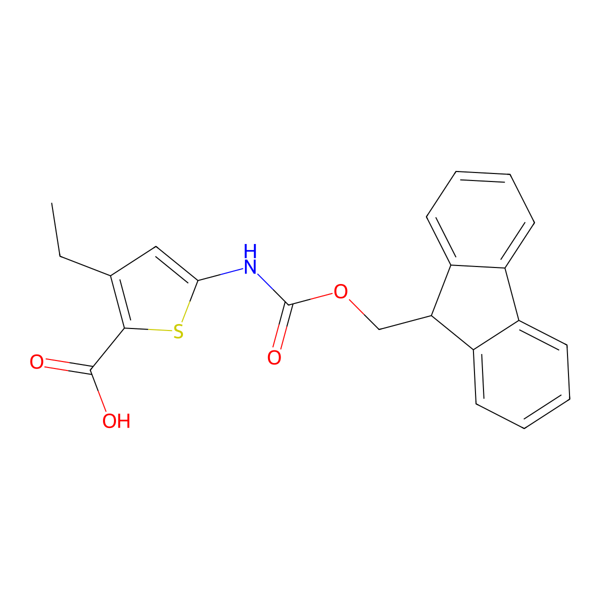 3-ethyl-5-({[(9H-fluoren-9-yl)methoxy]carbonyl}amino)thiophene-2-carboxylic acid molecular structure, CAS 2287314-13-8