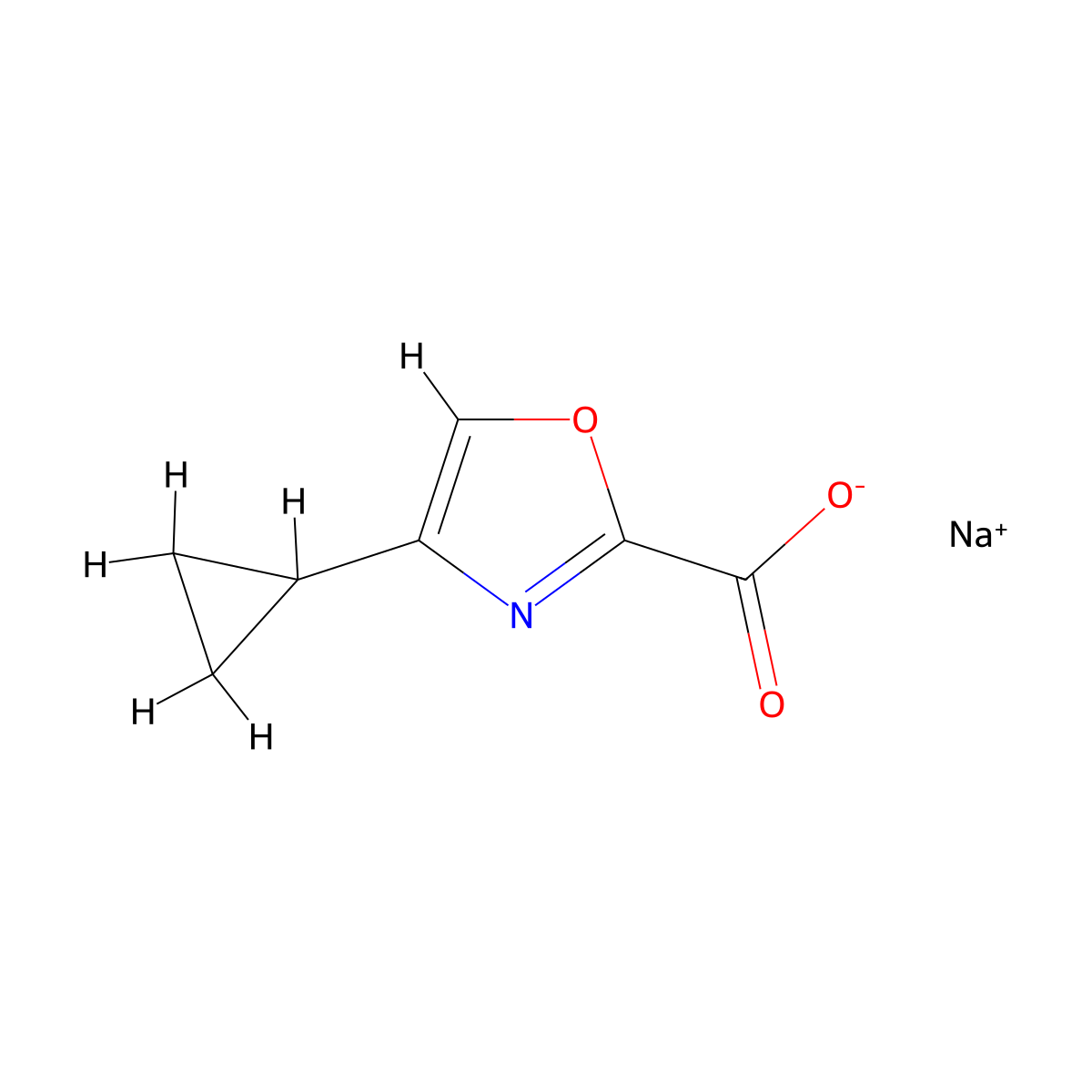 Sodium 4-cyclopropyl-1,3-oxazole-2-carboxylate molecular structure, CAS 2287314-44-5