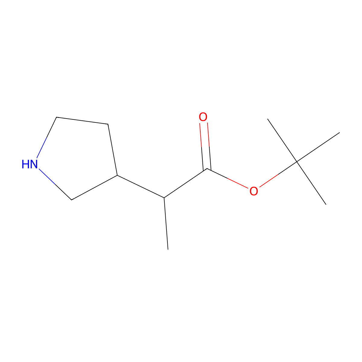 Tert-butyl 2-(pyrrolidin-3-yl)propanoate molecular structure, CAS 2287314-56-9