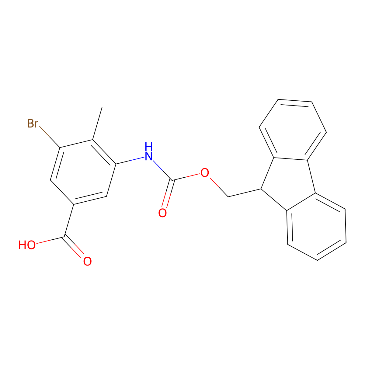 3-bromo-5-({[(9H-fluoren-9-yl)methoxy]carbonyl}amino)-4-methylbenzoic acid molecular structure, CAS 2287315-08-4