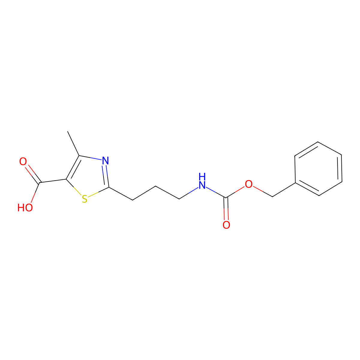 2-(3-{[(Benzyloxy)carbonyl]amino}propyl)-4-methyl-1,3-thiazole-5-carboxylic acid molecular structure, CAS 2287315-38-0