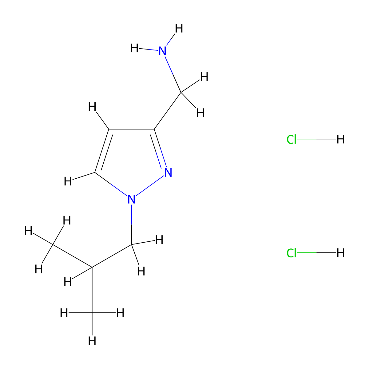 [1-(2-methylpropyl)-1H-pyrazol-3-yl]methanamine dihydrochloride molecular structure, CAS 2287315-42-6