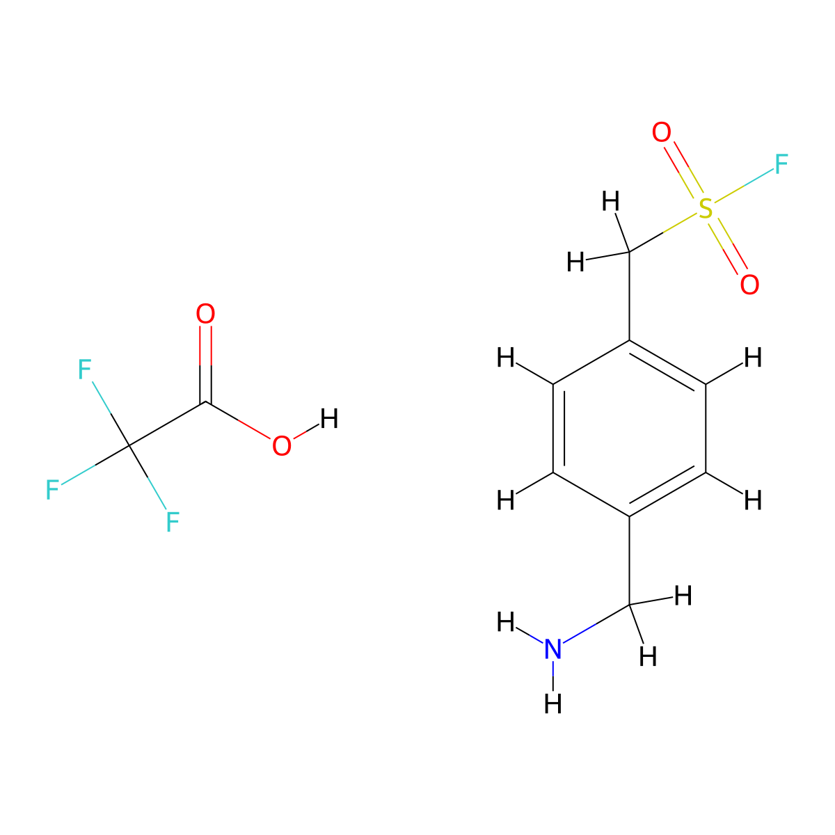 [4-(Aminomethyl)phenyl]methanesulfonyl fluoride, trifluoroacetic acid molecular structure, CAS 2287315-54-0
