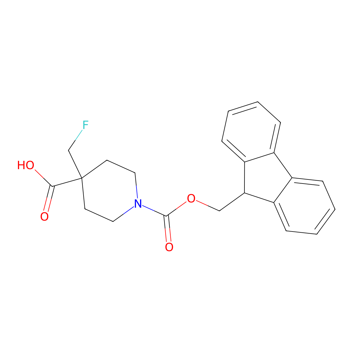 1-{[(9H-fluoren-9-yl)methoxy]carbonyl}-4-(fluoromethyl)piperidine-4-carboxylic acid molecular structure, CAS 2287315-56-2