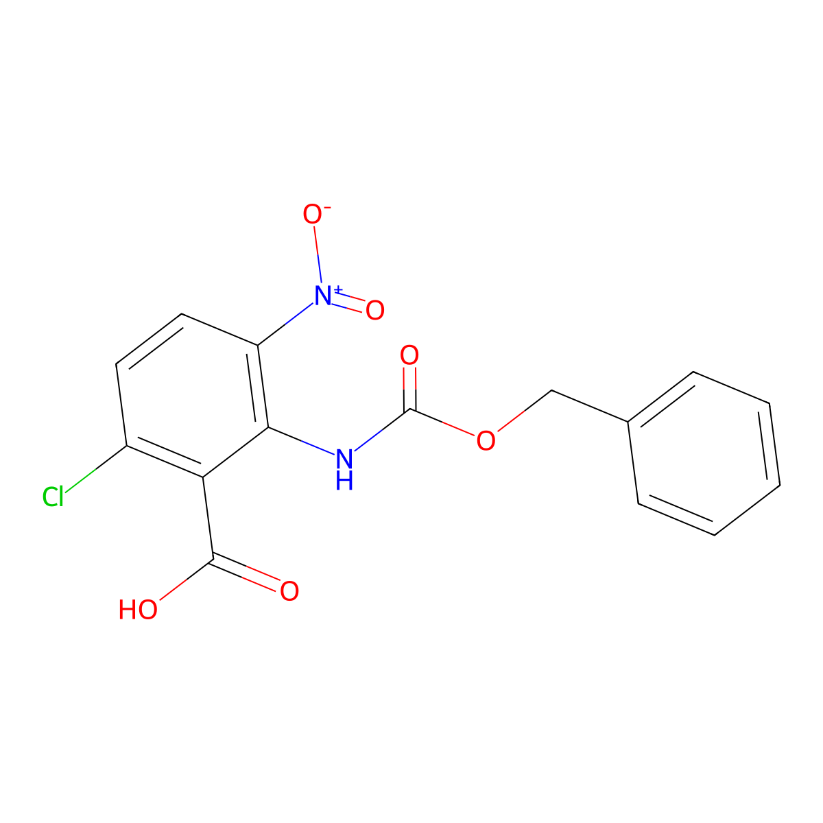 2-{[(Benzyloxy)carbonyl]amino}-6-chloro-3-nitrobenzoic acid molecular structure, CAS 2287315-62-0
