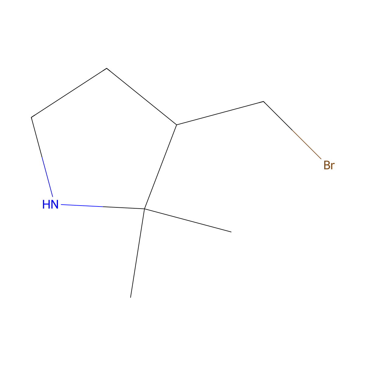 3-(Bromomethyl)-2,2-dimethylpyrrolidine molecular structure, CAS 2287316-00-9