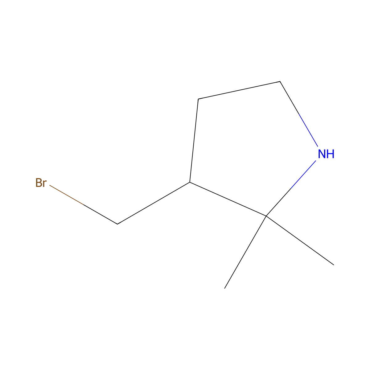 3-(Bromomethyl)-2,2-dimethylpyrrolidine molecular structure, CAS 2287316-00-9