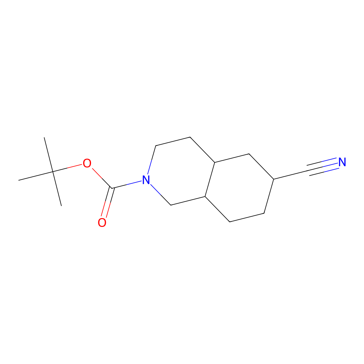 Tert-butyl 6-cyano-decahydroisoquinoline-2-carboxylate molecular structure, CAS 2287316-02-1