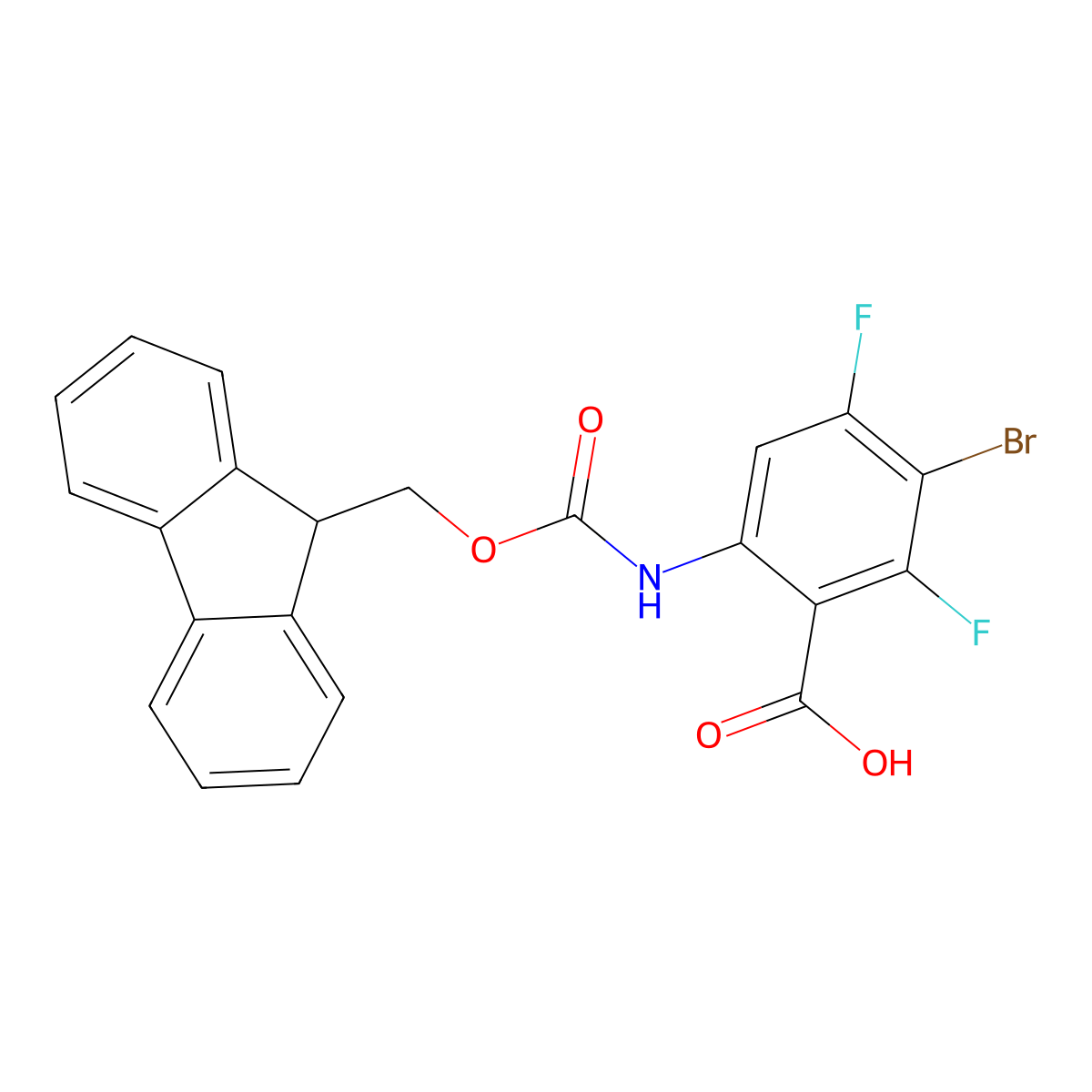 3-bromo-6-({[(9H-fluoren-9-yl)methoxy]carbonyl}amino)-2,4-difluorobenzoic acid molecular structure, CAS 2287316-16-7