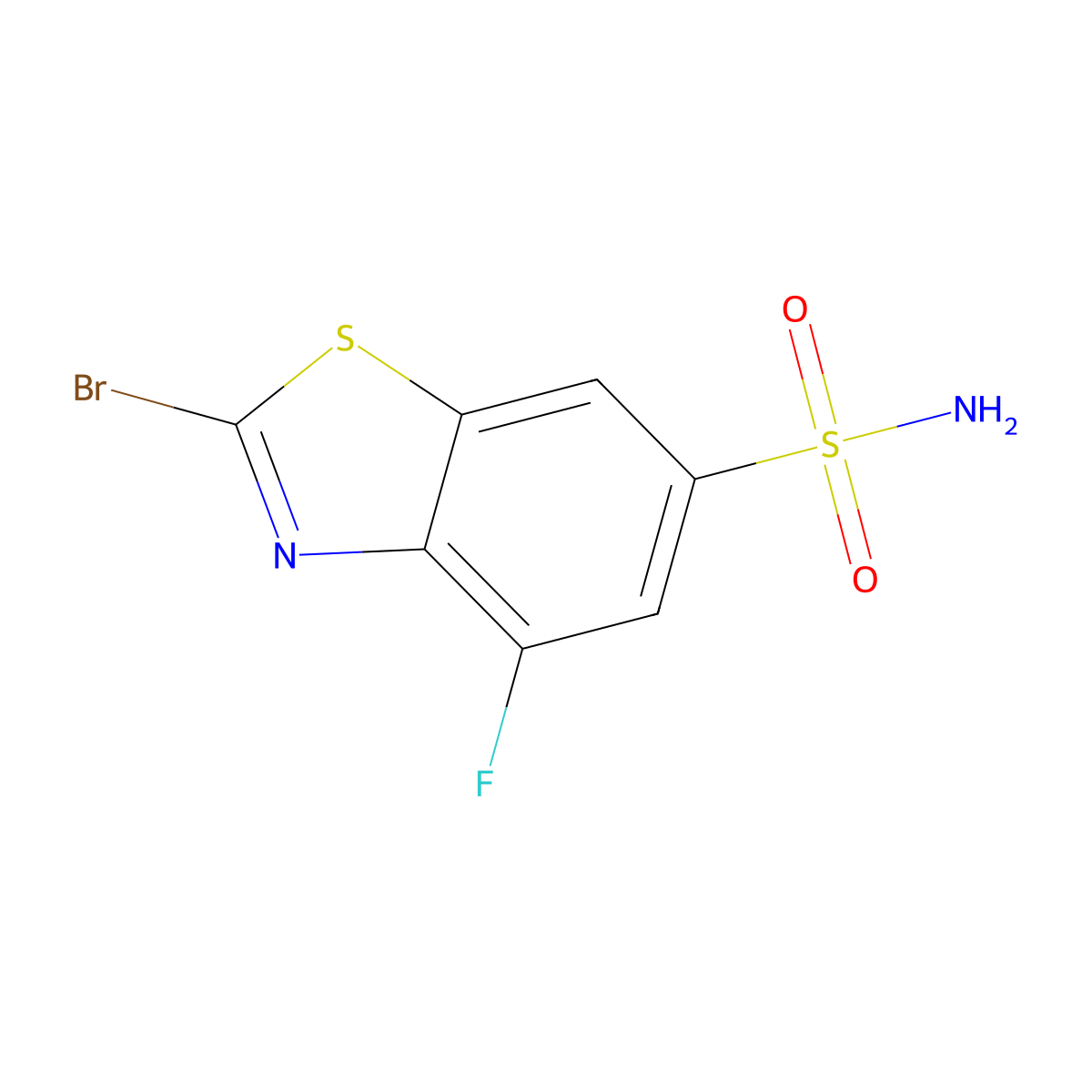 2-Bromo-4-fluoro-1,3-benzothiazole-6-sulfonamide molecular structure, CAS 2287316-18-9