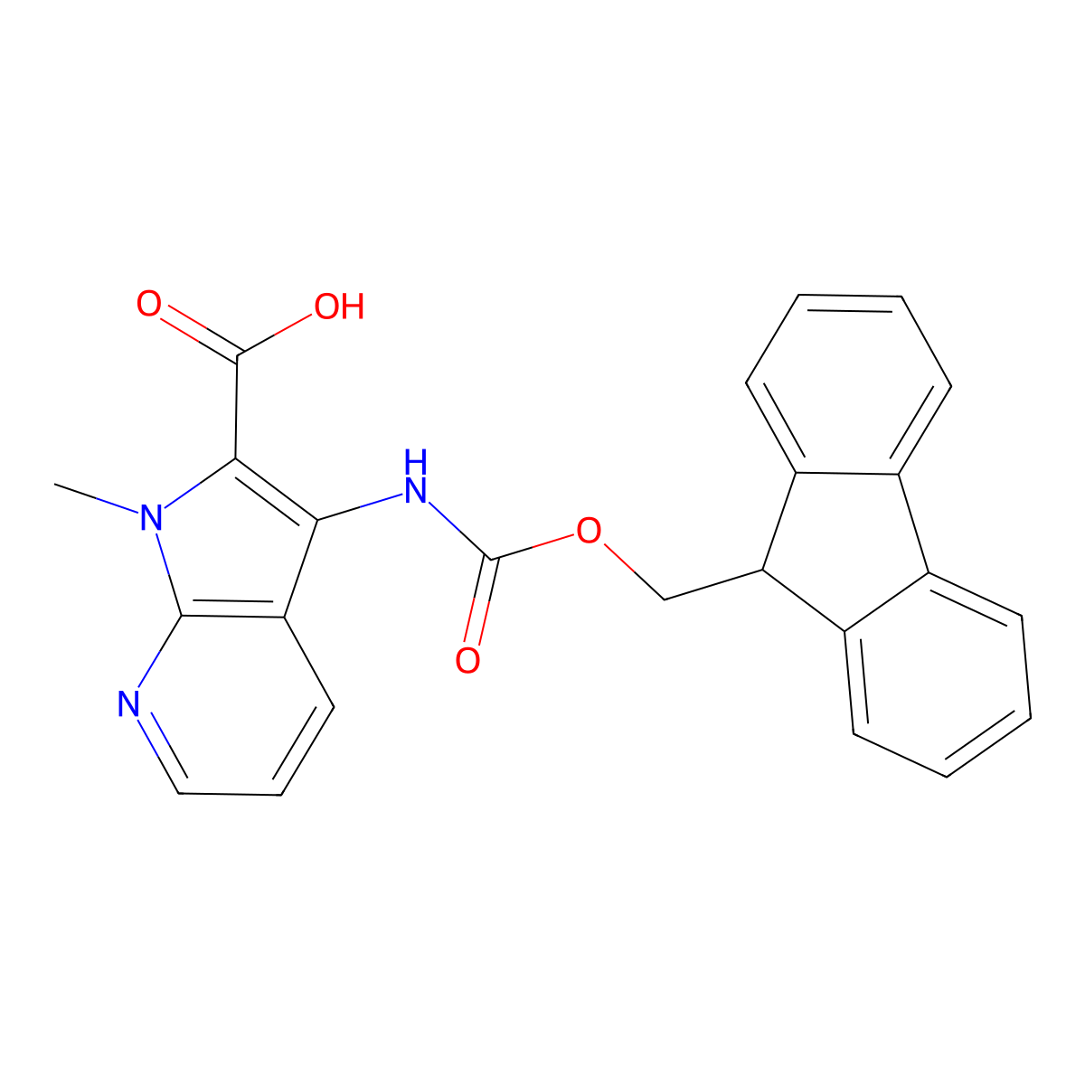 3-({[(9H-fluoren-9-yl)methoxy]carbonyl}amino)-1-methyl-1H-pyrrolo[2,3-b]pyridine-2-carboxylic acid molecular structure, CAS 2287316-34-9