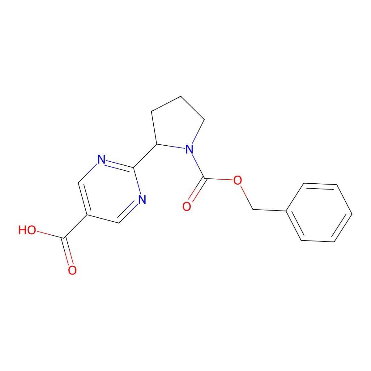 2-{1-[(Benzyloxy)carbonyl]pyrrolidin-2-yl}pyrimidine-5-carboxylic acid molecular structure, CAS 2287316-66-7