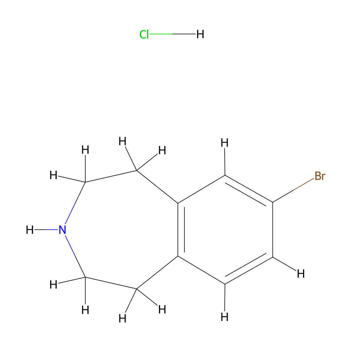 7-bromo-2,3,4,5-tetrahydro-1H-3-benzazepine hydrochloride molecular structure, CAS 2287316-81-6