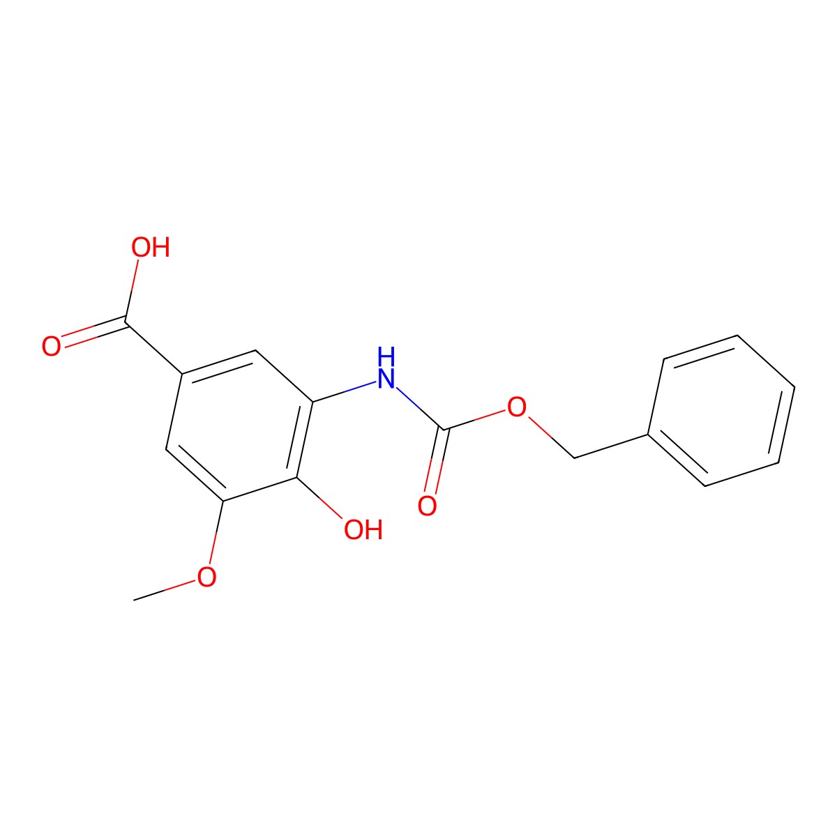 3-{[(Benzyloxy)carbonyl]amino}-4-hydroxy-5-methoxybenzoic acid molecular structure, CAS 2287317-00-2