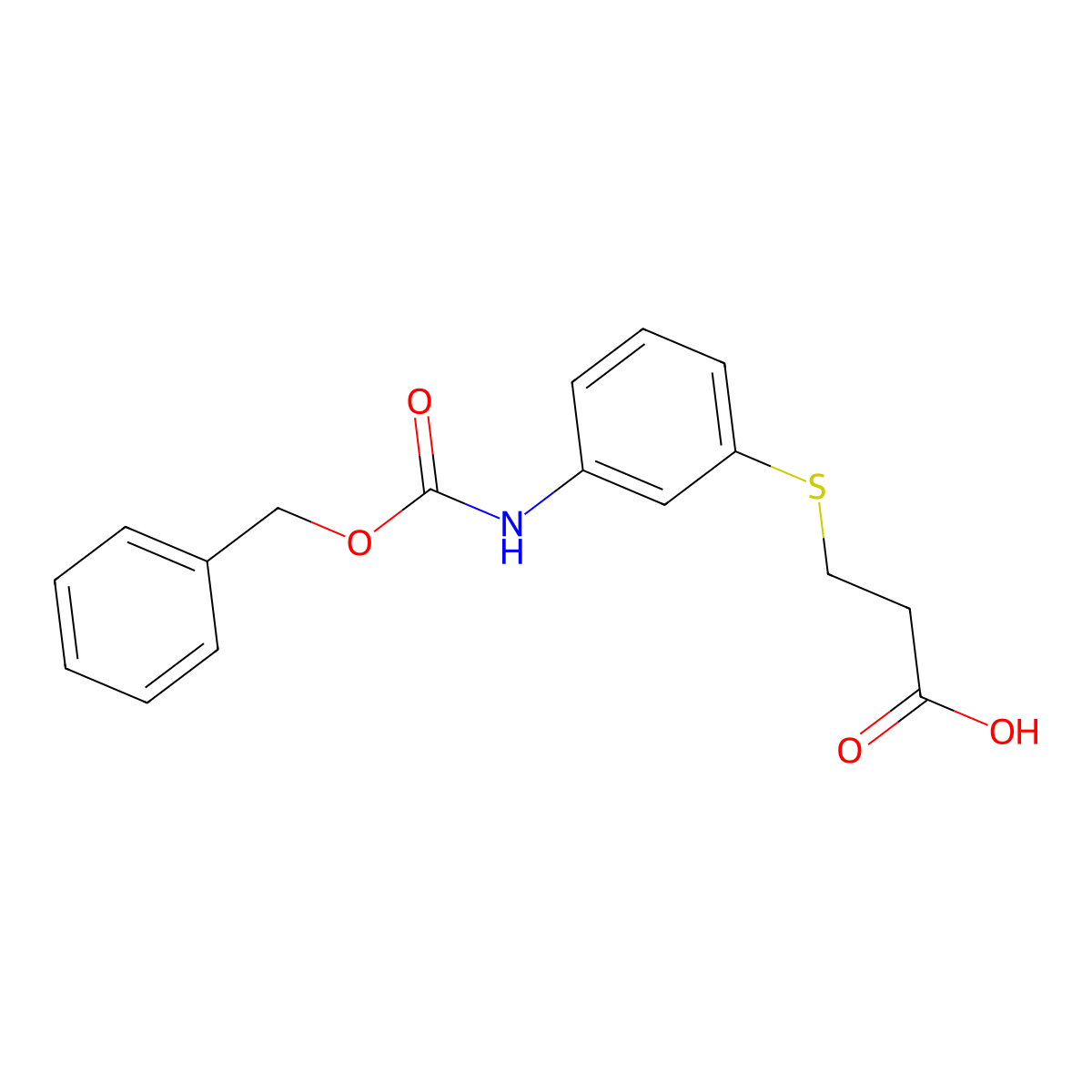 3-[(3-{[(Benzyloxy)carbonyl]amino}phenyl)sulfanyl]propanoic acid molecular structure, CAS 2287317-14-8
