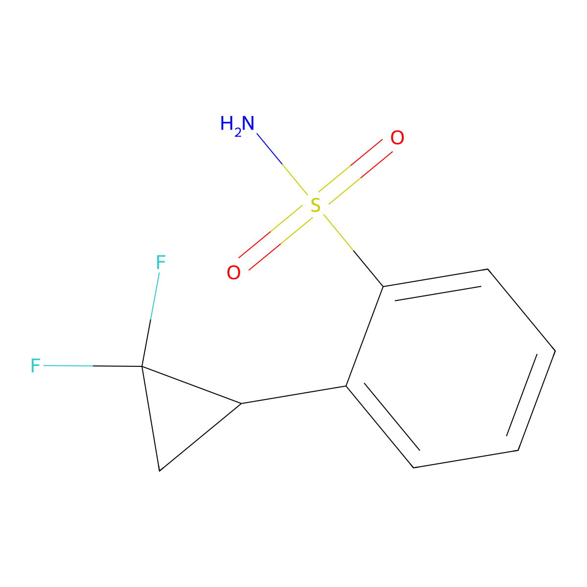 2-(2,2-Difluorocyclopropyl)benzene-1-sulfonamide molecular structure, CAS 2287317-15-9