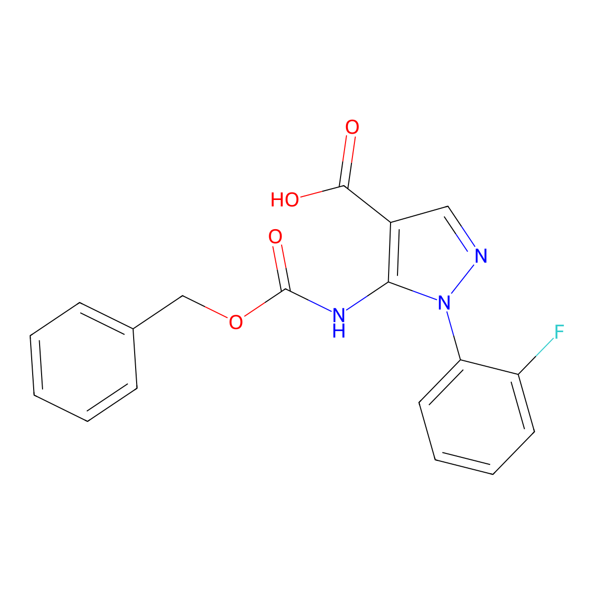 5-{[(benzyloxy)carbonyl]amino}-1-(2-fluorophenyl)-1H-pyrazole-4-carboxylic acid molecular structure, CAS 2287317-19-3