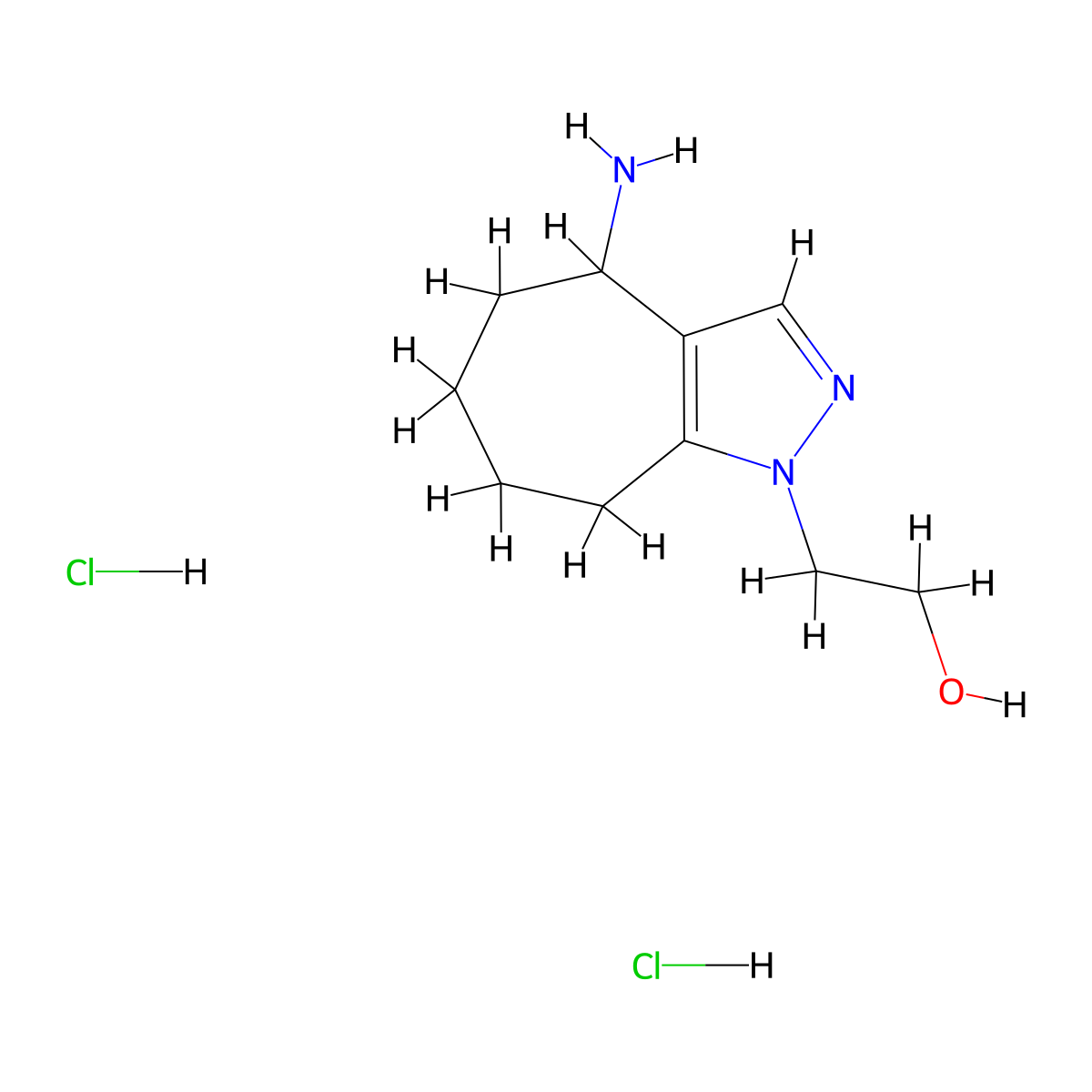 2-{4-amino-1H,4H,5H,6H,7H,8H-cyclohepta[c]pyrazol-1-yl}ethan-1-ol dihydrochloride molecular structure, CAS 2287317-27-3