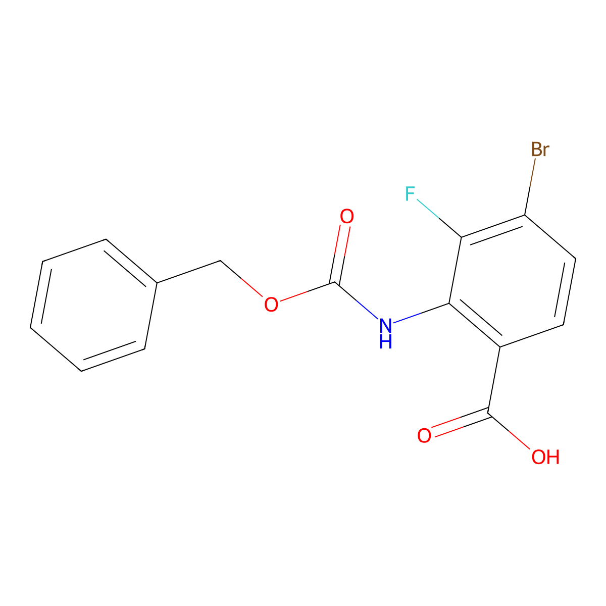 2-{[(Benzyloxy)carbonyl]amino}-4-bromo-3-fluorobenzoic acid molecular structure, CAS 2287317-54-6